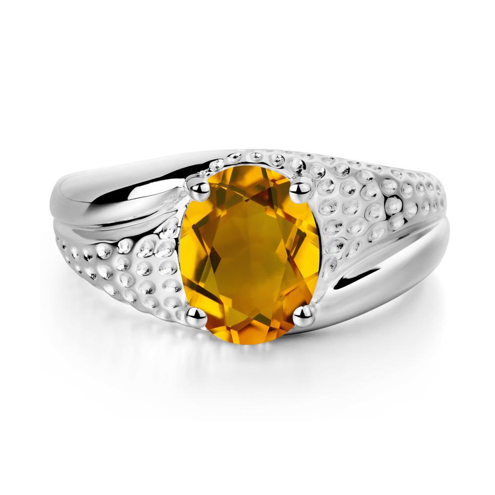 Rugged Oval Citrine Ring for Men - LUO Jewelry #metal_sterling silver