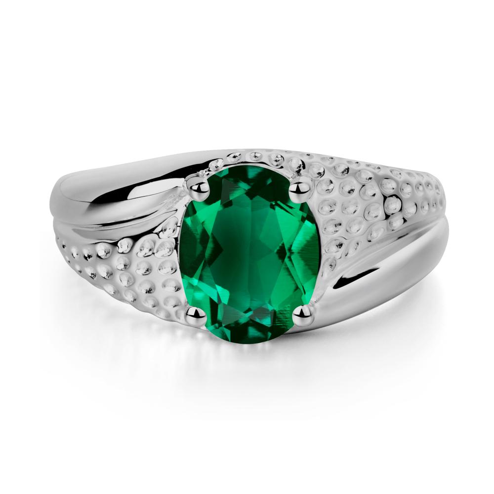Rugged Oval Emerald Ring for Men - LUO Jewelry #metal_platinum