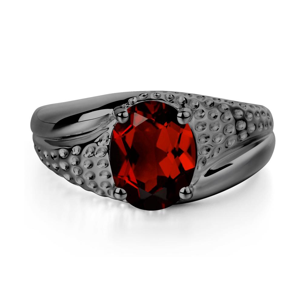 Rugged Oval Garnet Ring for Men - LUO Jewelry #metal_black finish sterling silver