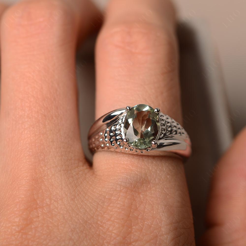 Robuster ovaler grüner Amethystring für Männer