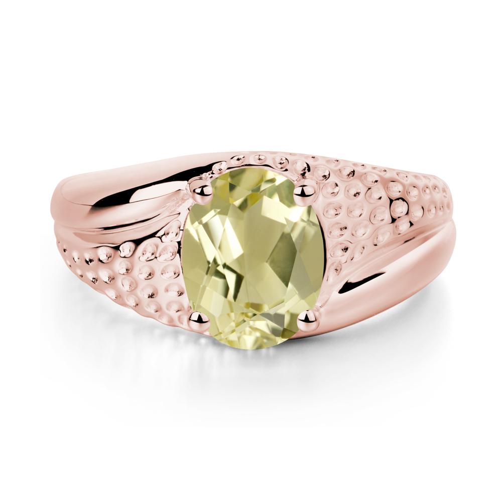 Lemon Quartz Solitaire Ring for Men - LUO Jewelry #metal_18k rose gold