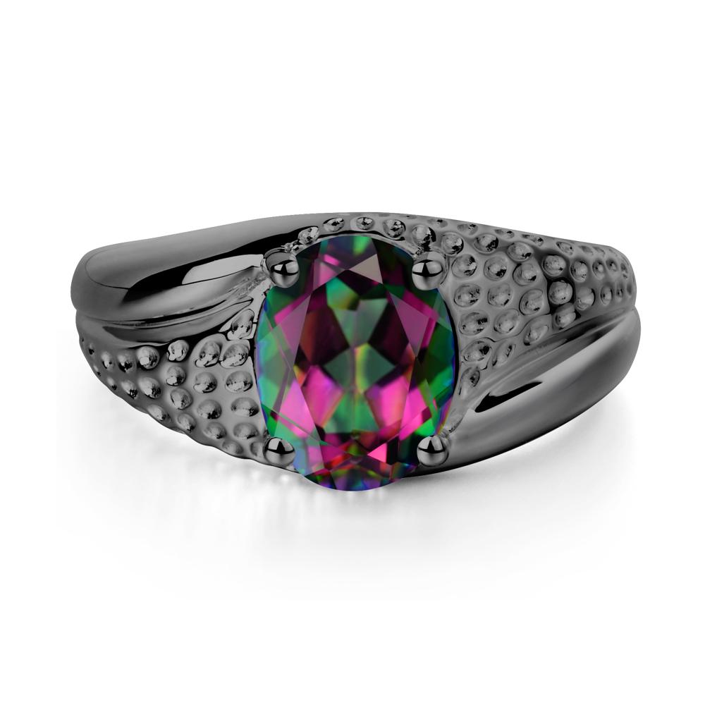 Rugged Oval Mystic Topaz Ring for Men - LUO Jewelry #metal_black finish sterling silver