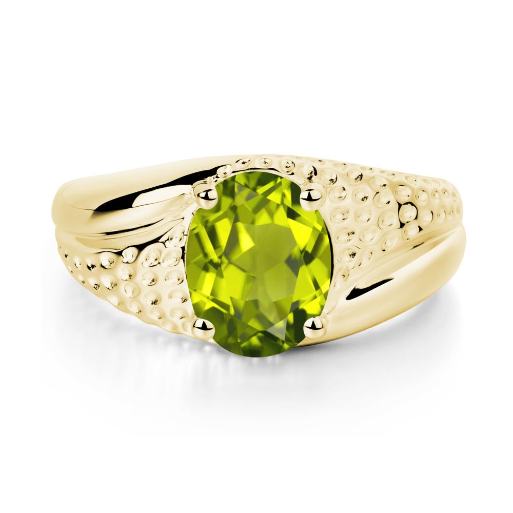 Rugged Oval Peridot Ring for Men - LUO Jewelry #metal_18k yellow gold