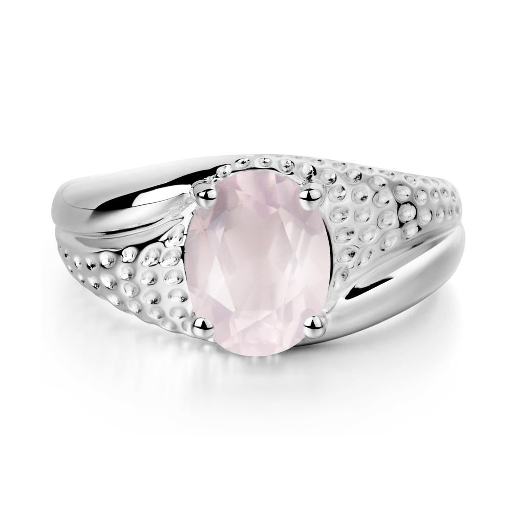 Rugged Oval Rose Quartz Ring for Men - LUO Jewelry #metal_sterling silver