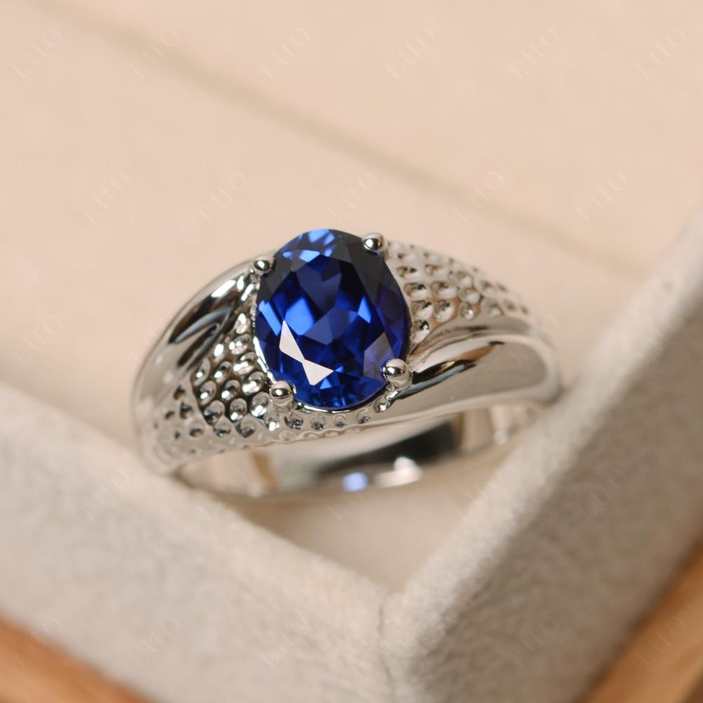 Rugged Oval Sapphire Ring for Men