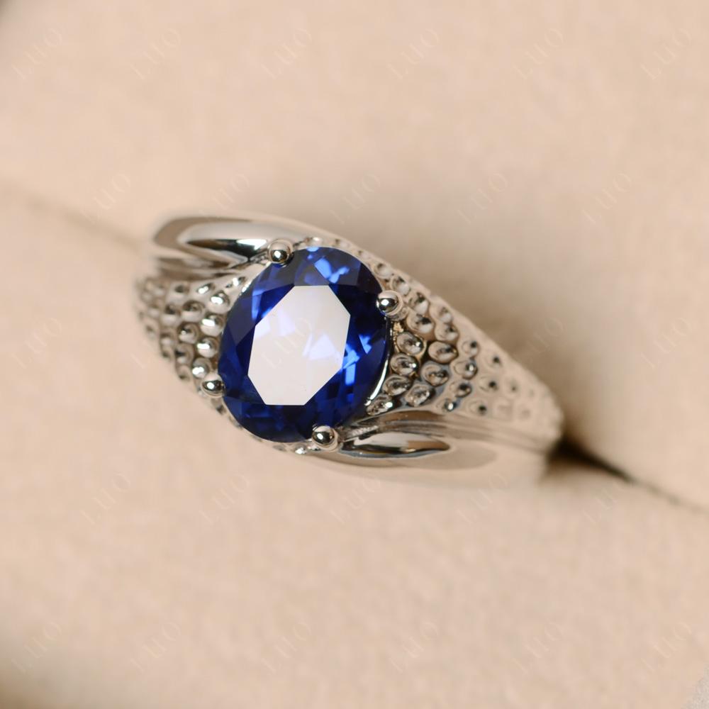 Rugged Oval Sapphire Ring for Men