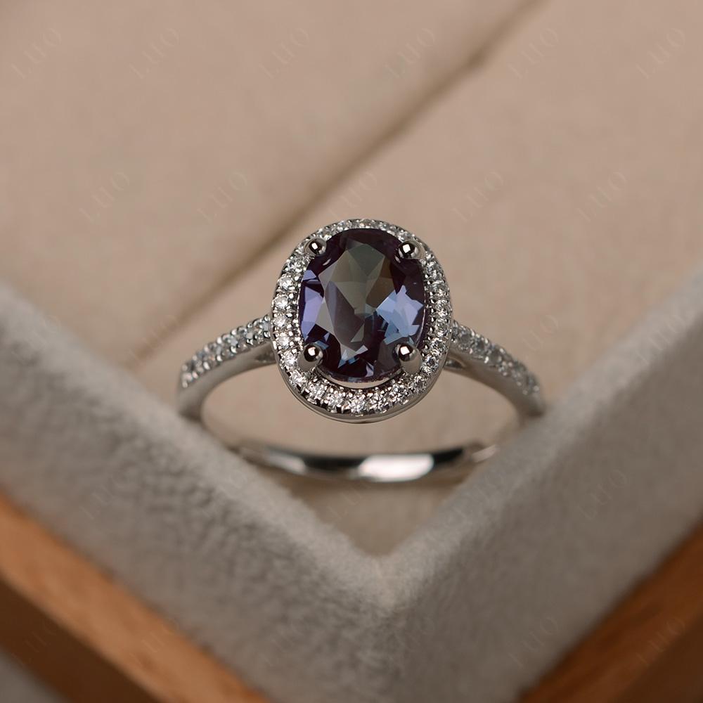 Oval Alexandrite Halo Ring - LUO Jewelry