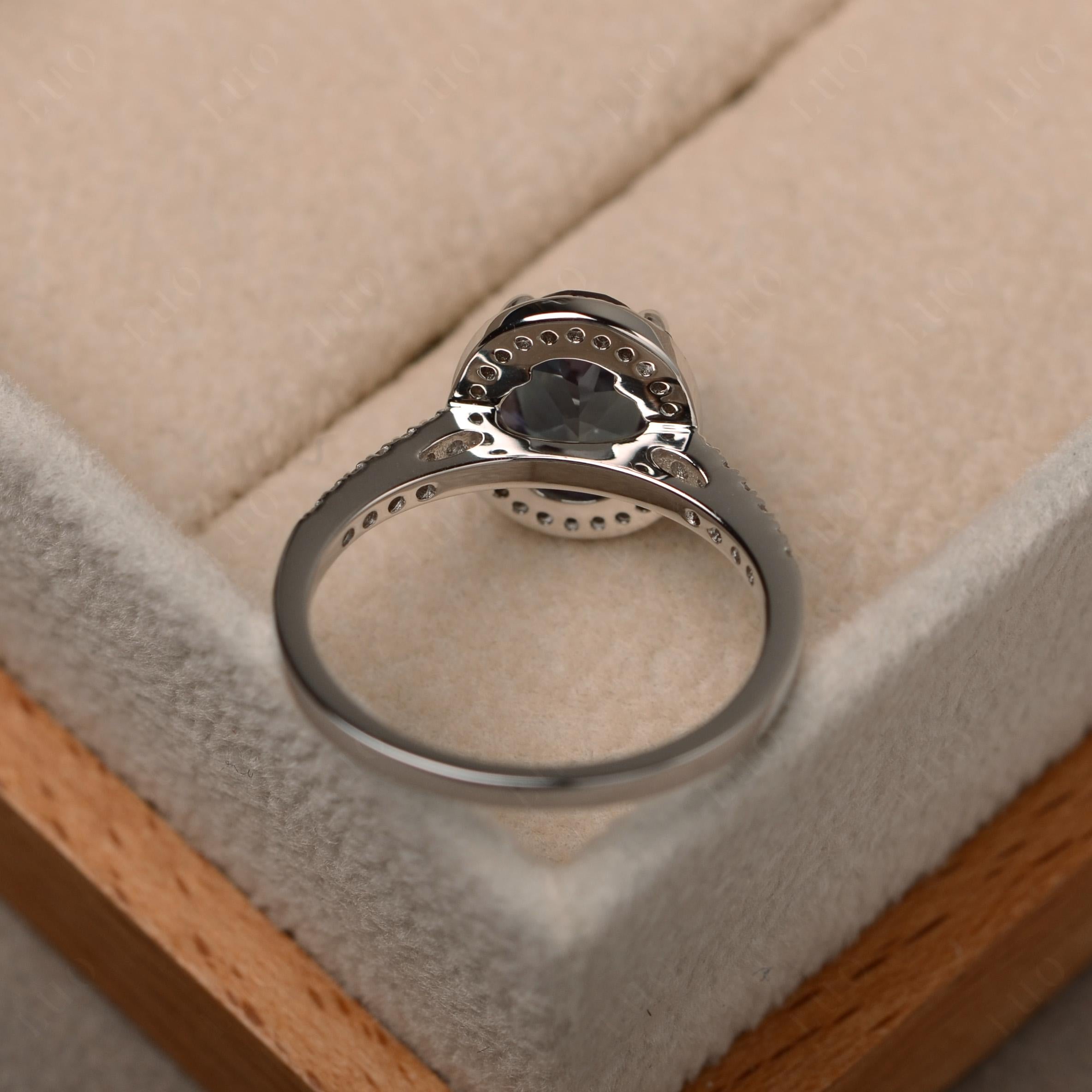 Oval Alexandrite Halo Ring - LUO Jewelry