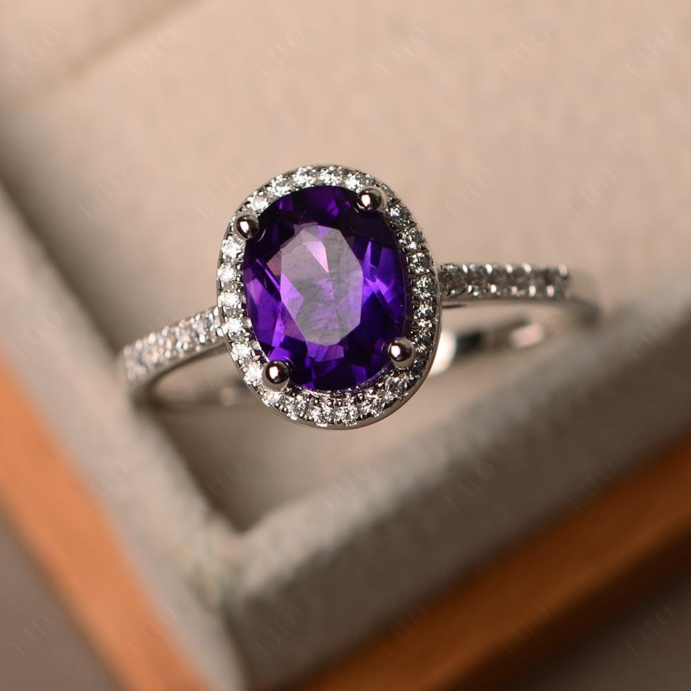 Oval Amethyst Halo Ring - LUO Jewelry