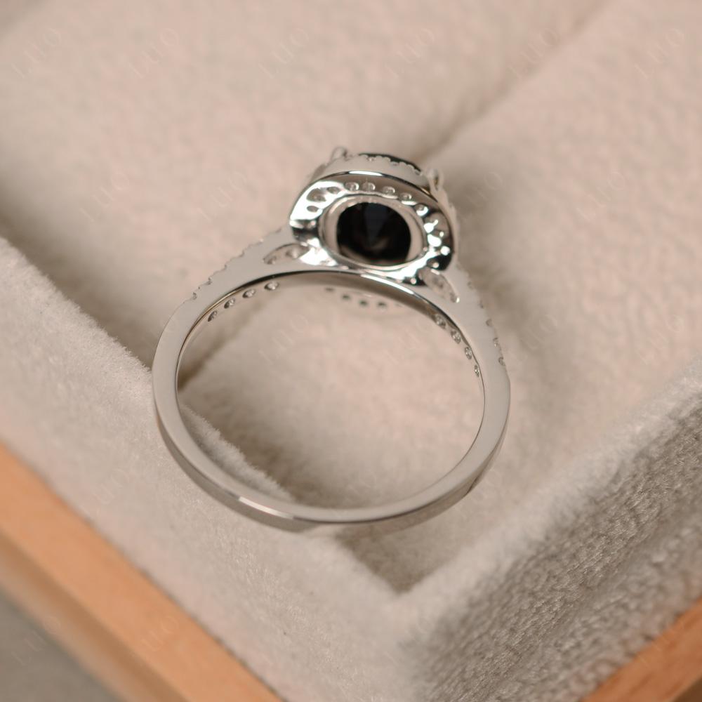 Oval Black Spinel Halo Ring - LUO Jewelry
