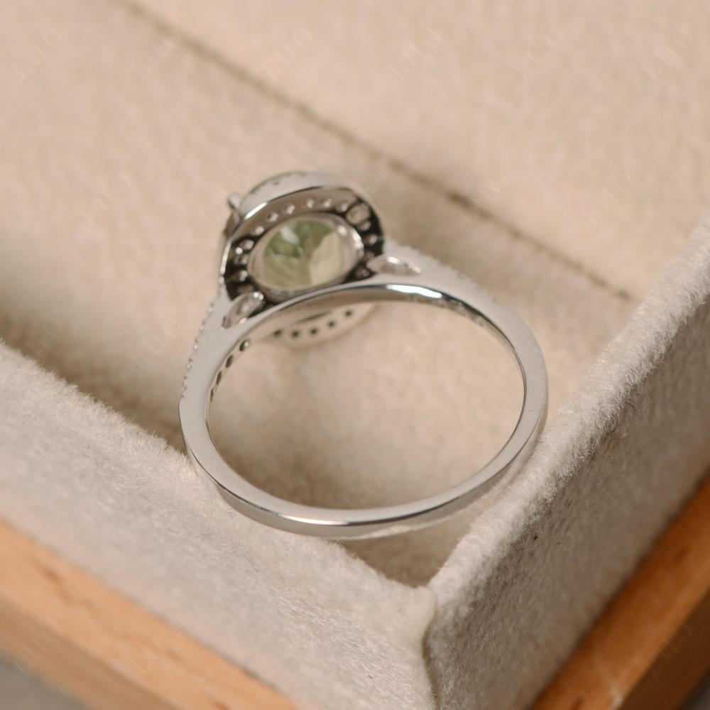 Oval Green Amethyst Halo Ring - LUO Jewelry