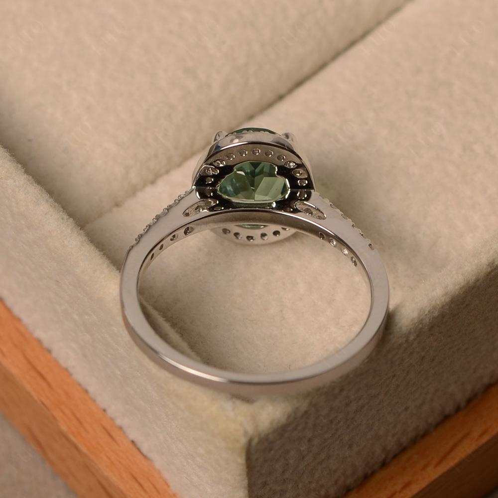 Oval Green Sapphire Halo Ring - LUO Jewelry