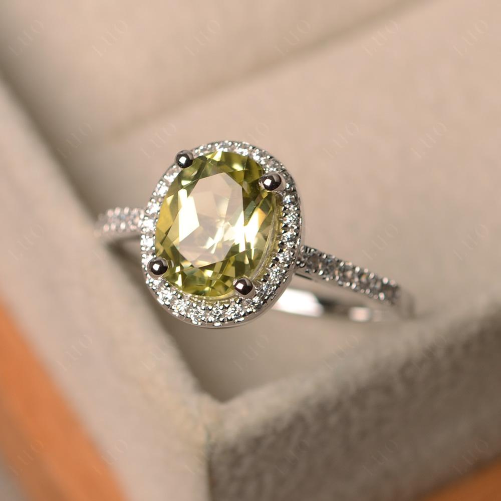 Oval Lemon Quartz Halo Ring - LUO Jewelry