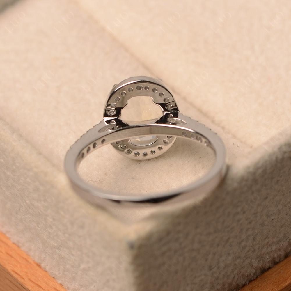 Oval Moonstone Halo Ring - LUO Jewelry