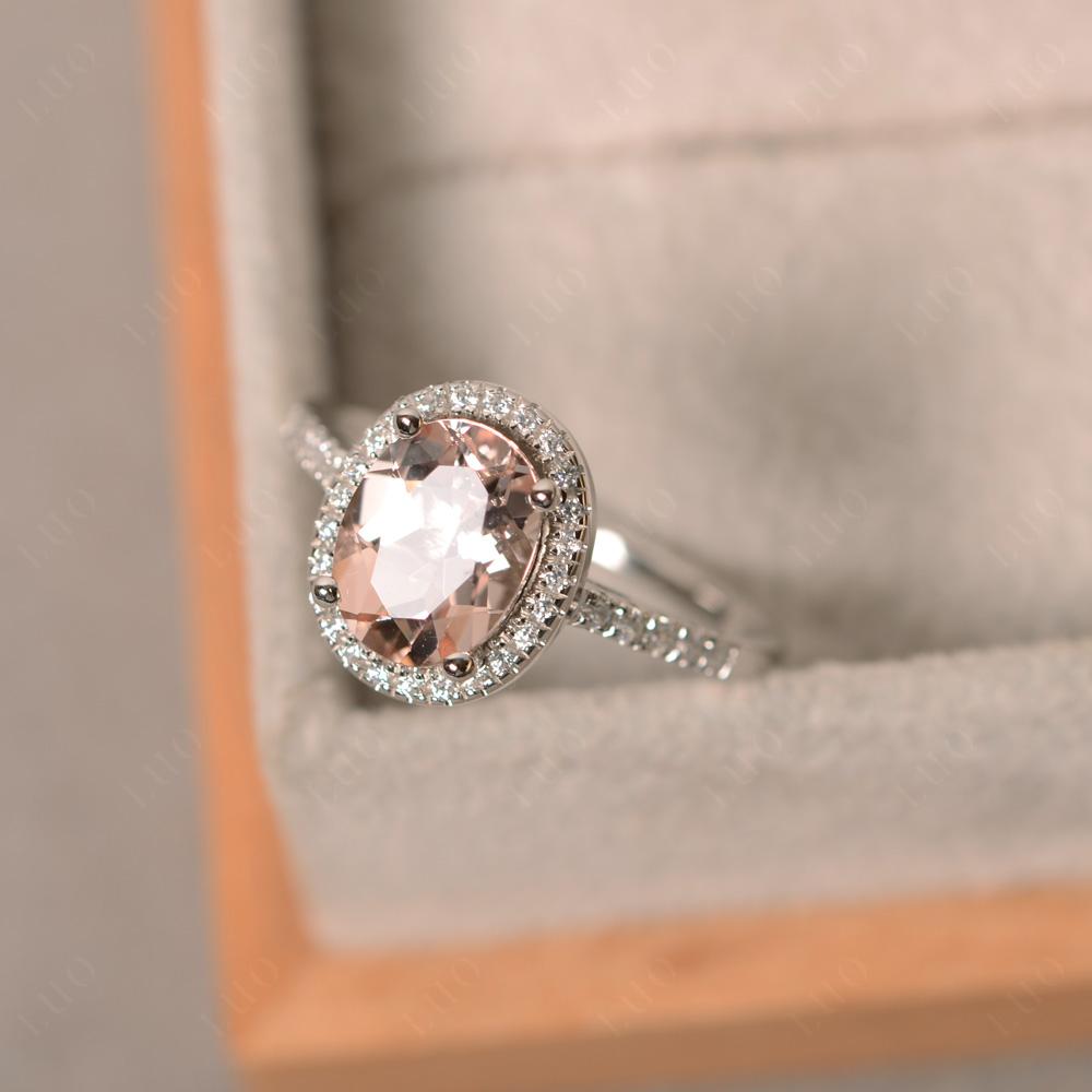 Oval Morganite Halo Ring - LUO Jewelry