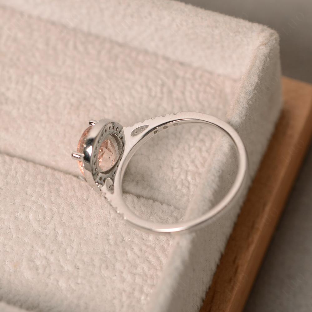 Oval Morganite Halo Ring - LUO Jewelry