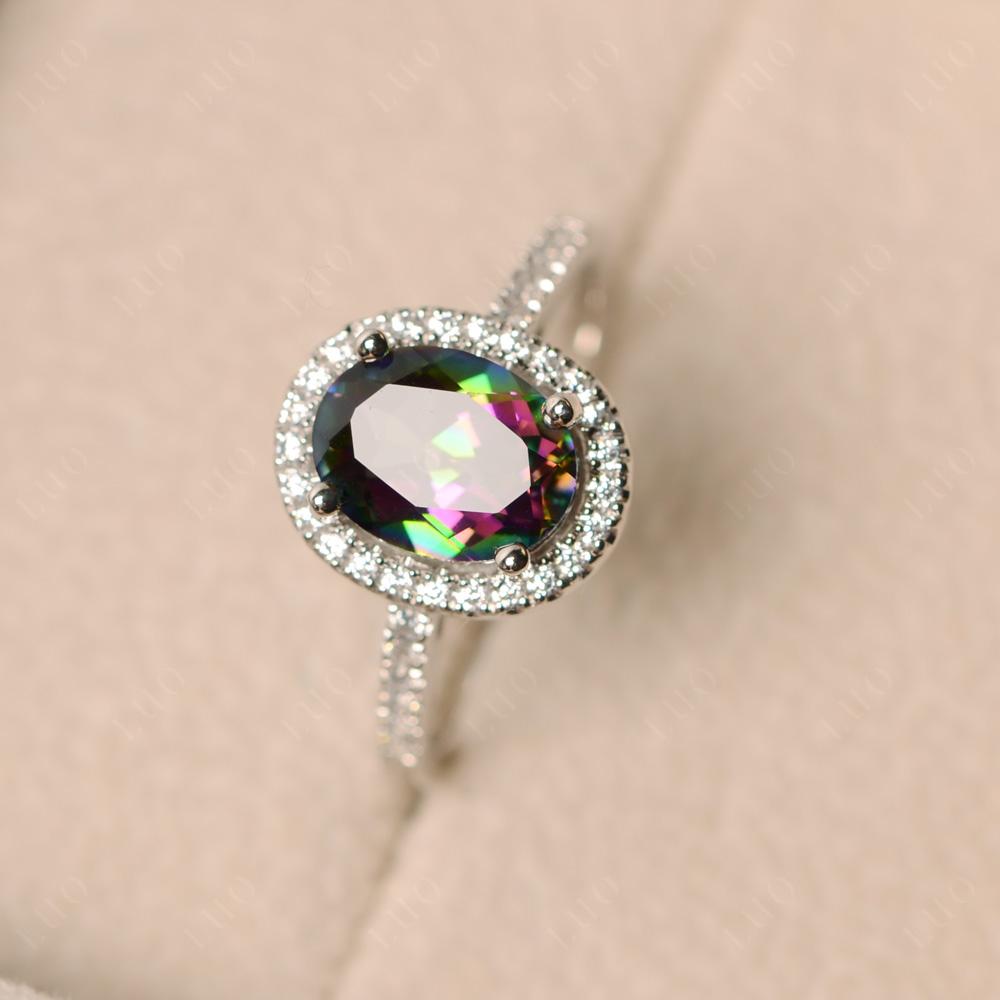 Oval Mystic Topaz Halo Ring - LUO Jewelry
