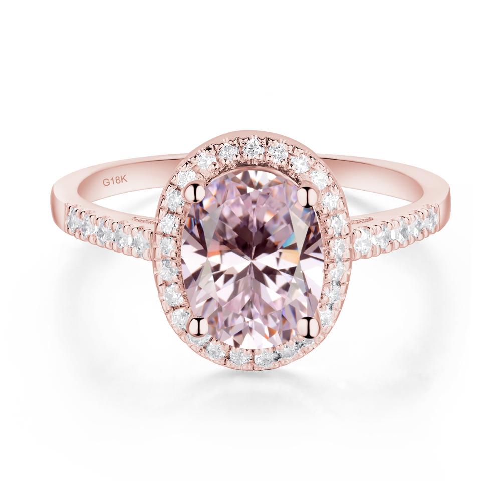 Oval Pink Cubic Zirconia Halo Ring - LUO Jewelry #metal_18k rose gold