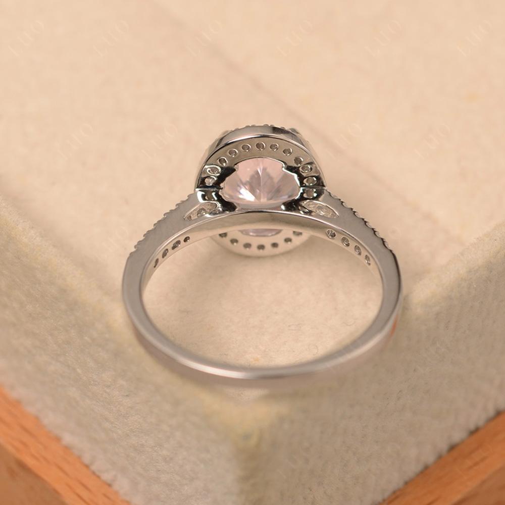 Oval Pink Cubic Zirconia Halo Ring - LUO Jewelry