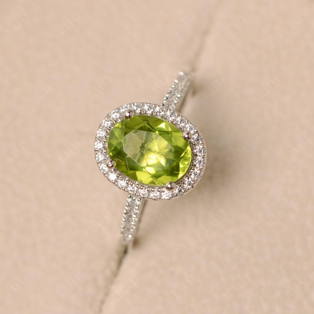Oval Peridot Halo Ring - LUO Jewelry