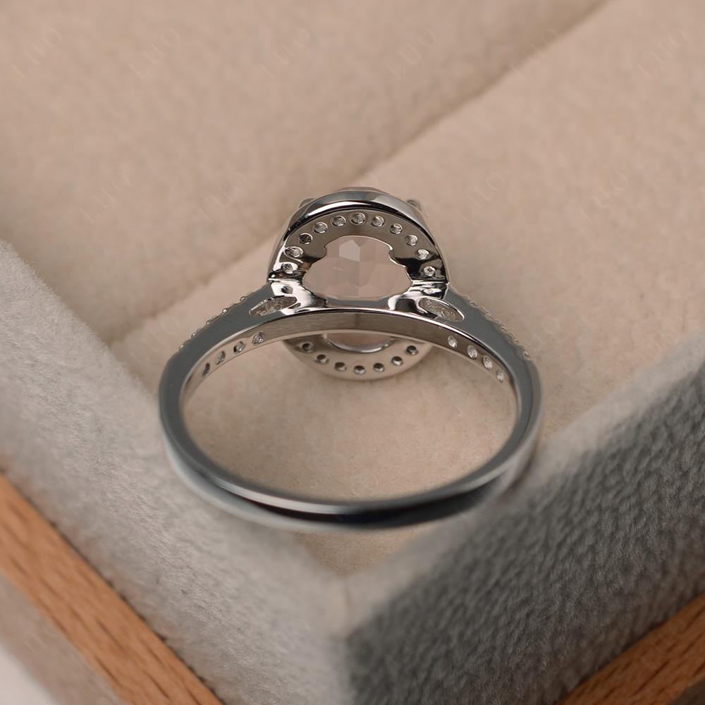 Oval Rose Quartz Halo Ring - LUO Jewelry
