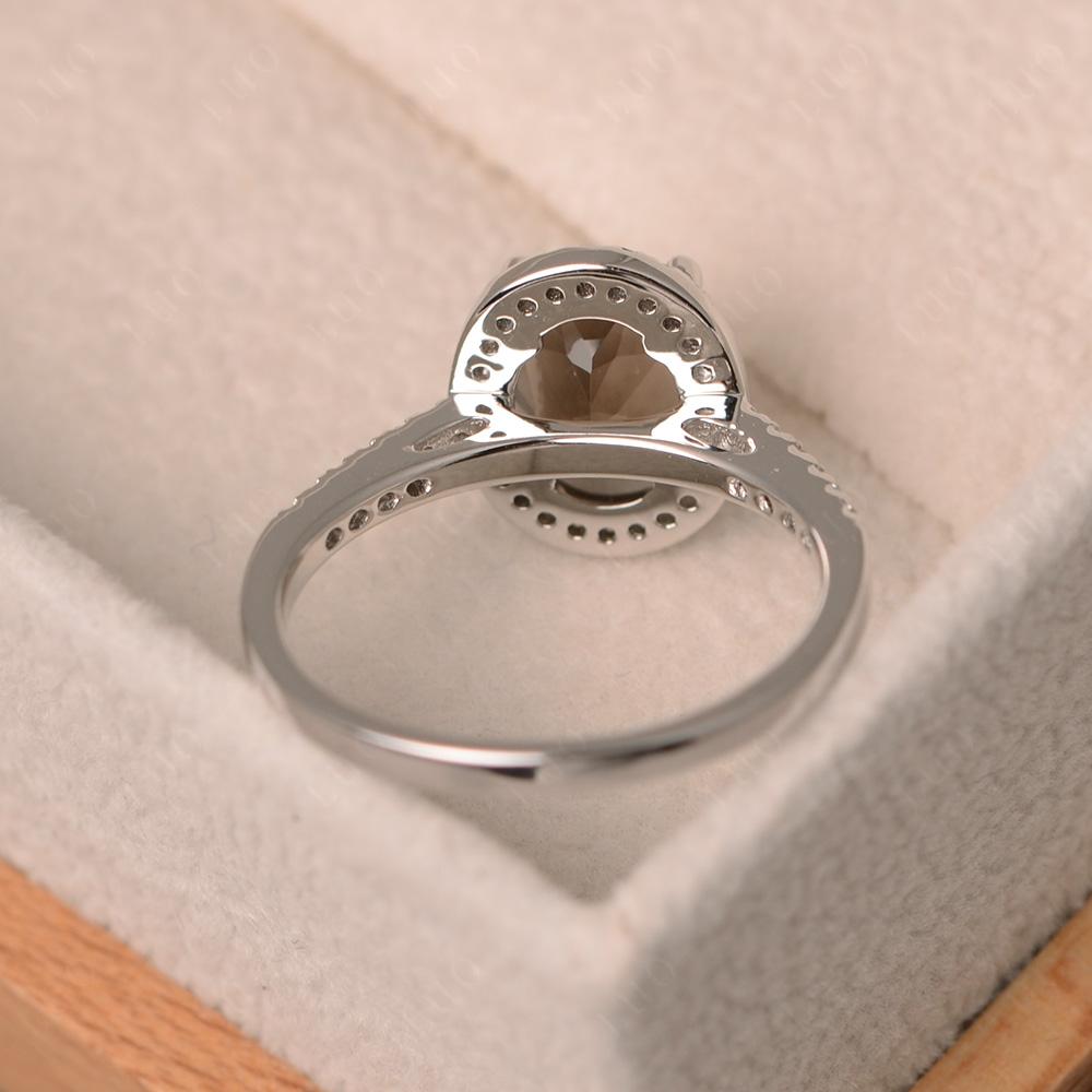 Oval Smoky Quartz and Cubic Zirconia Halo Ring - LUO Jewelry