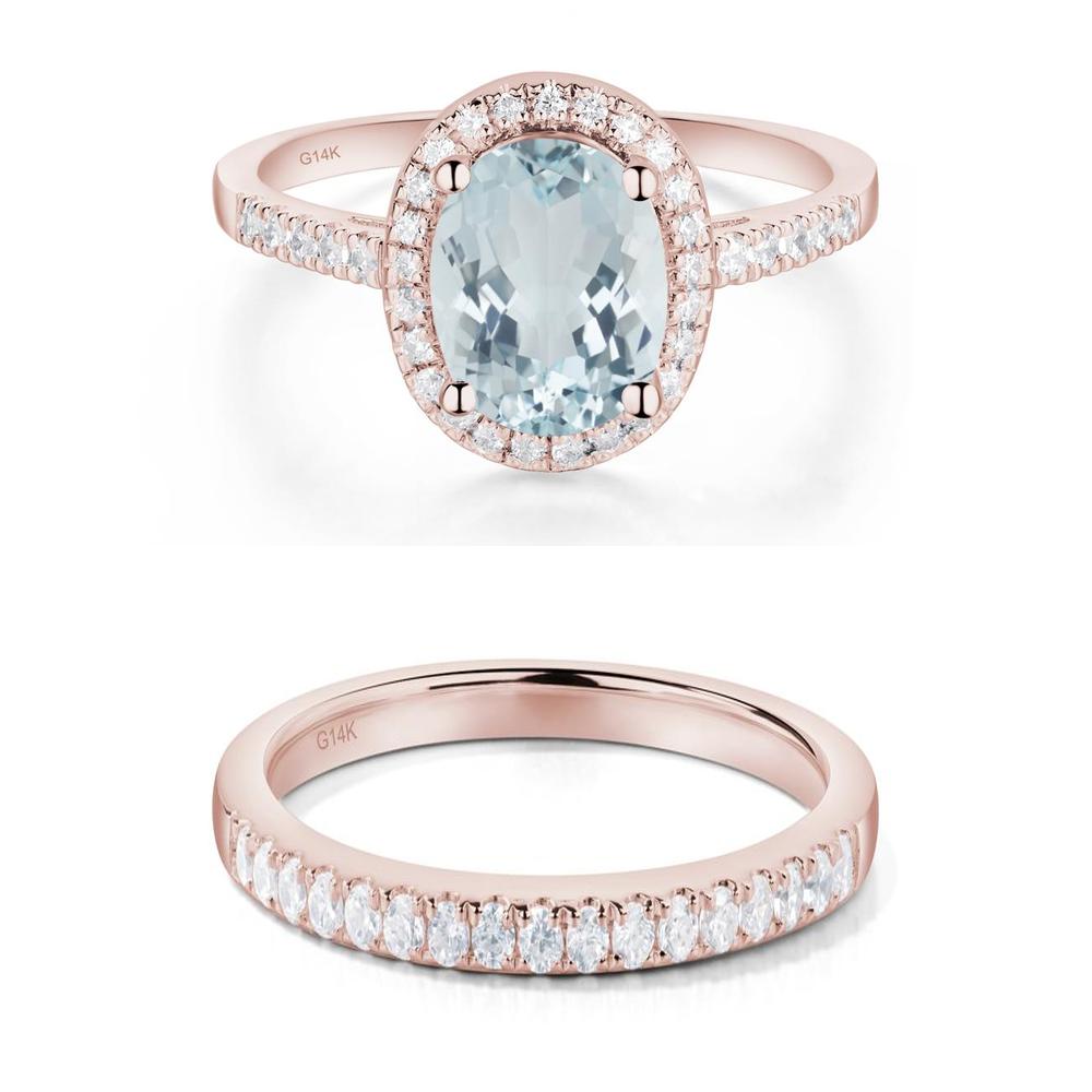 Oval Aquamarine Halo Ring - LUO Jewelry #metal_xxxxx
