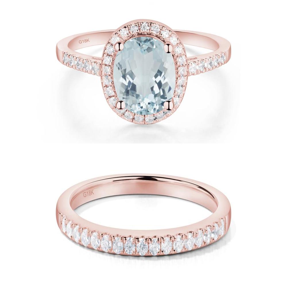 Oval Aquamarine Halo Ring - LUO Jewelry #metal_xxxxx