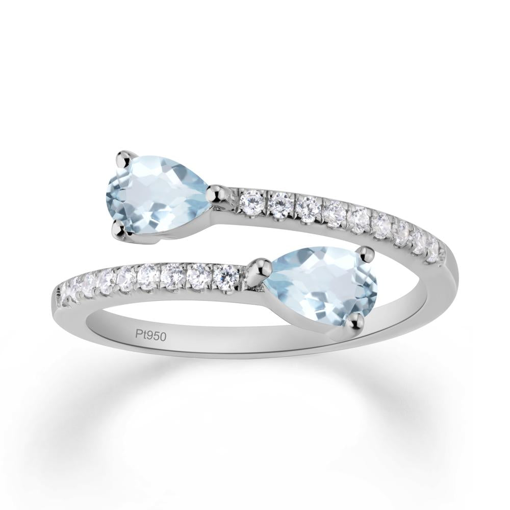 Two Stone Aquamarine Open Ring - LUO Jewelry #metal_platinum