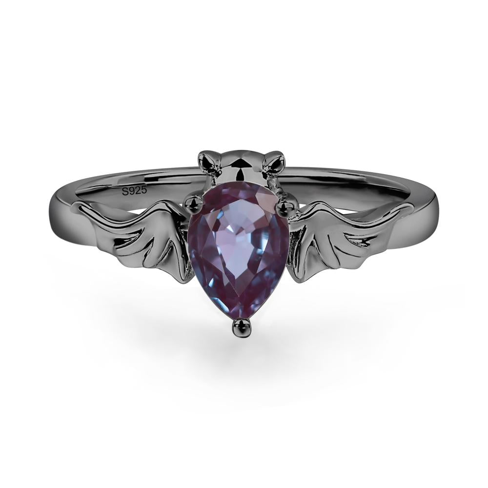 Alexandrite Bat Engagement Ring - LUO Jewelry #metal_black finish sterling silver