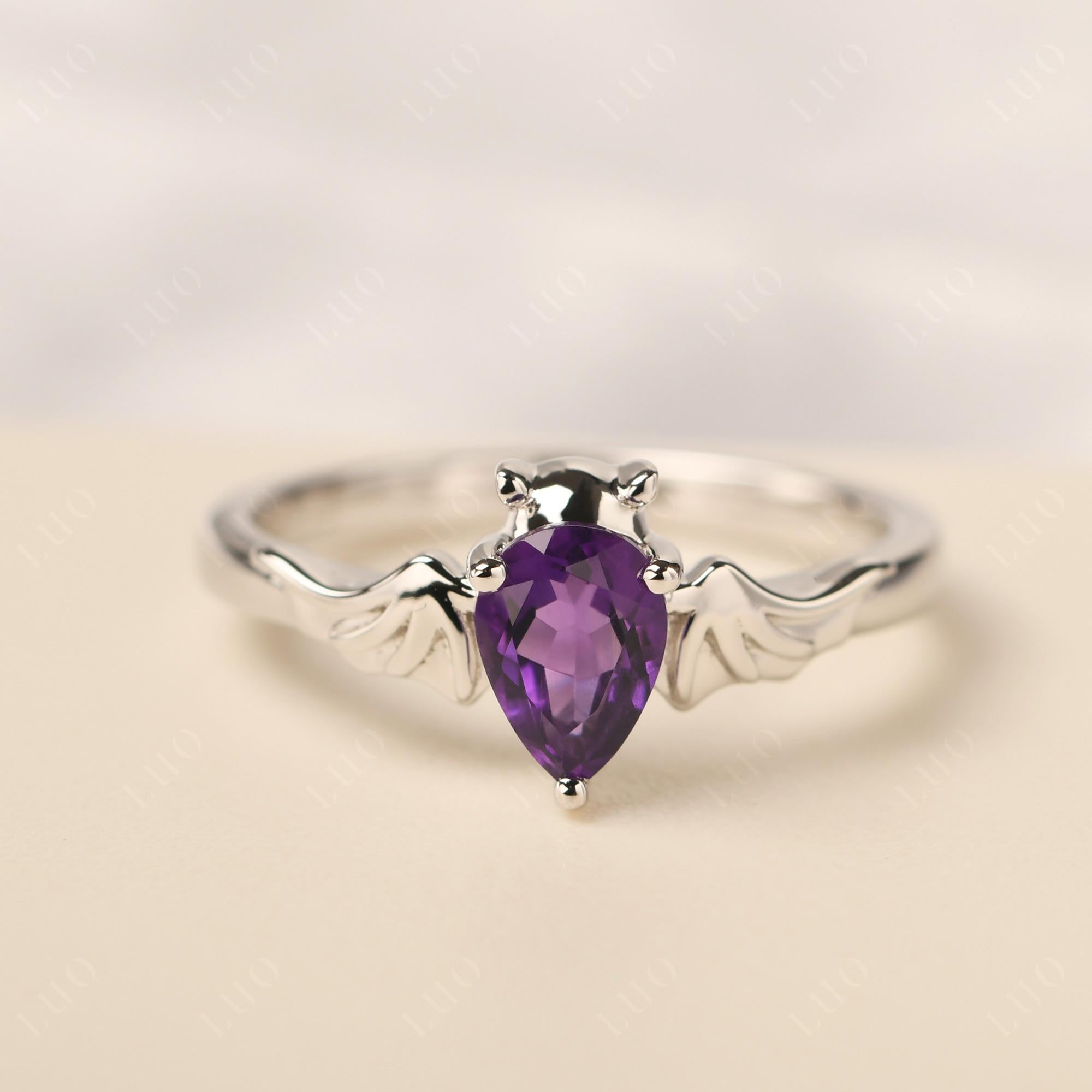 Amethyst Bat Ring - LUO Jewelry