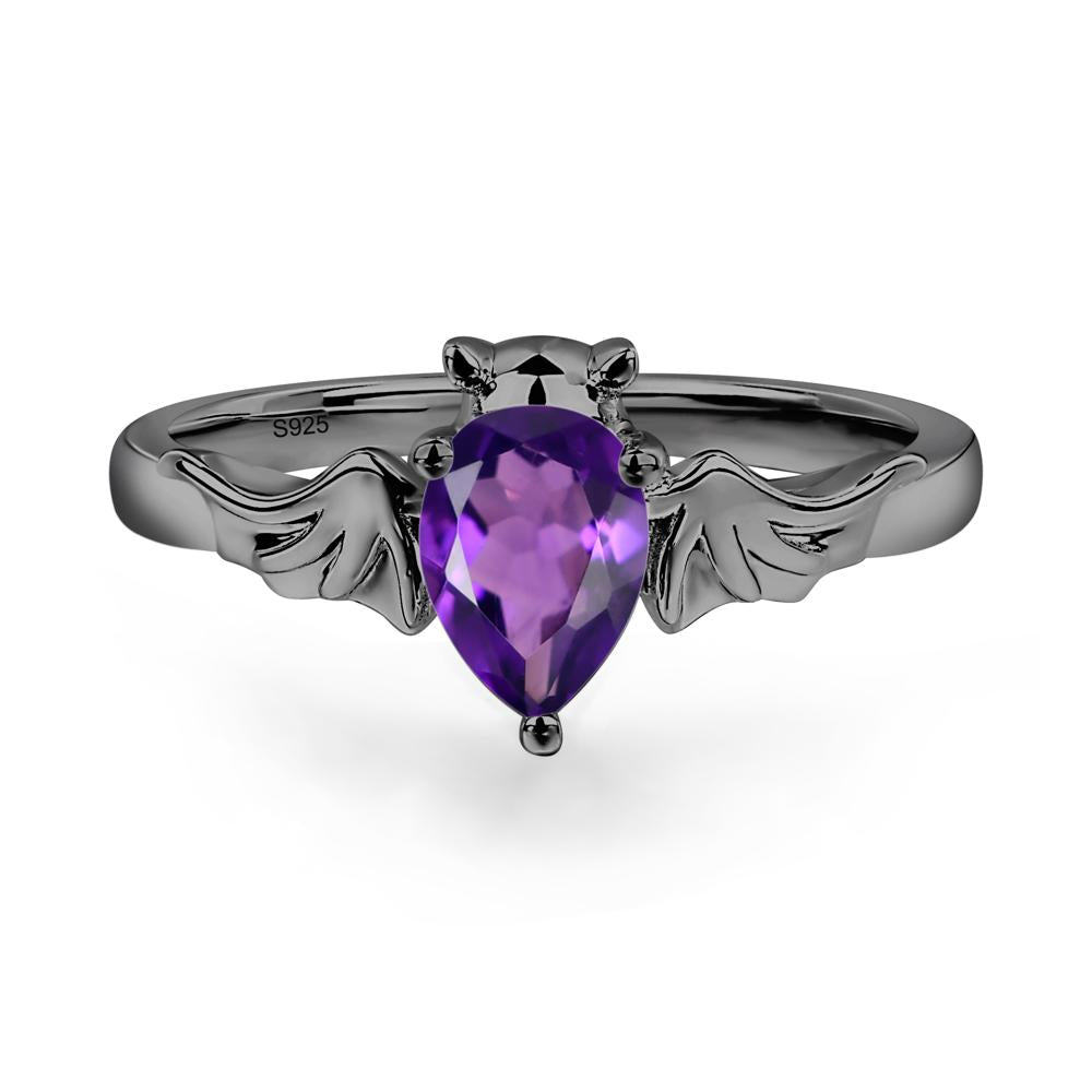 Amethyst Bat Ring - LUO Jewelry #metal_black finish sterling silver