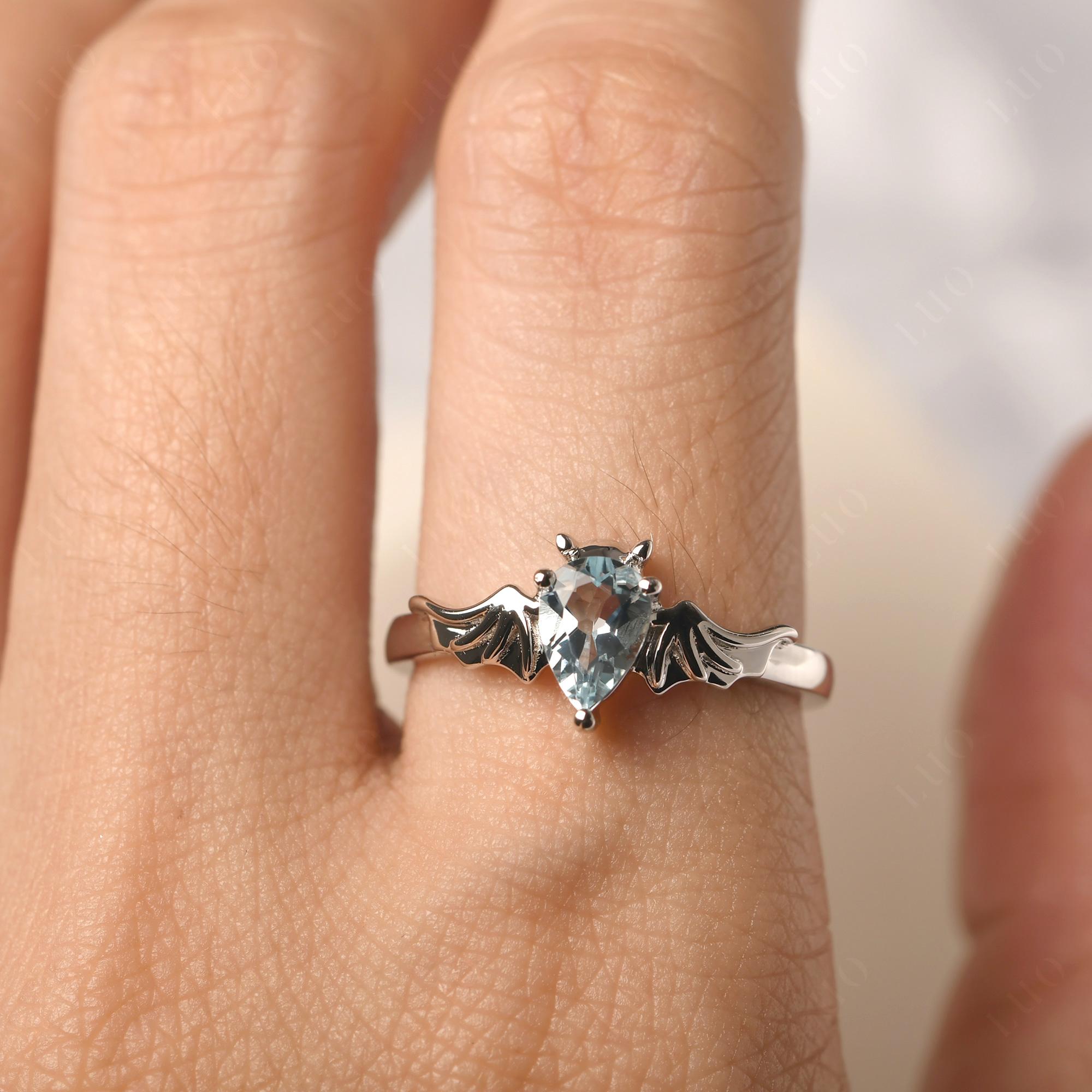 Aquamarine Gothic Promise Ring - LUO Jewelry