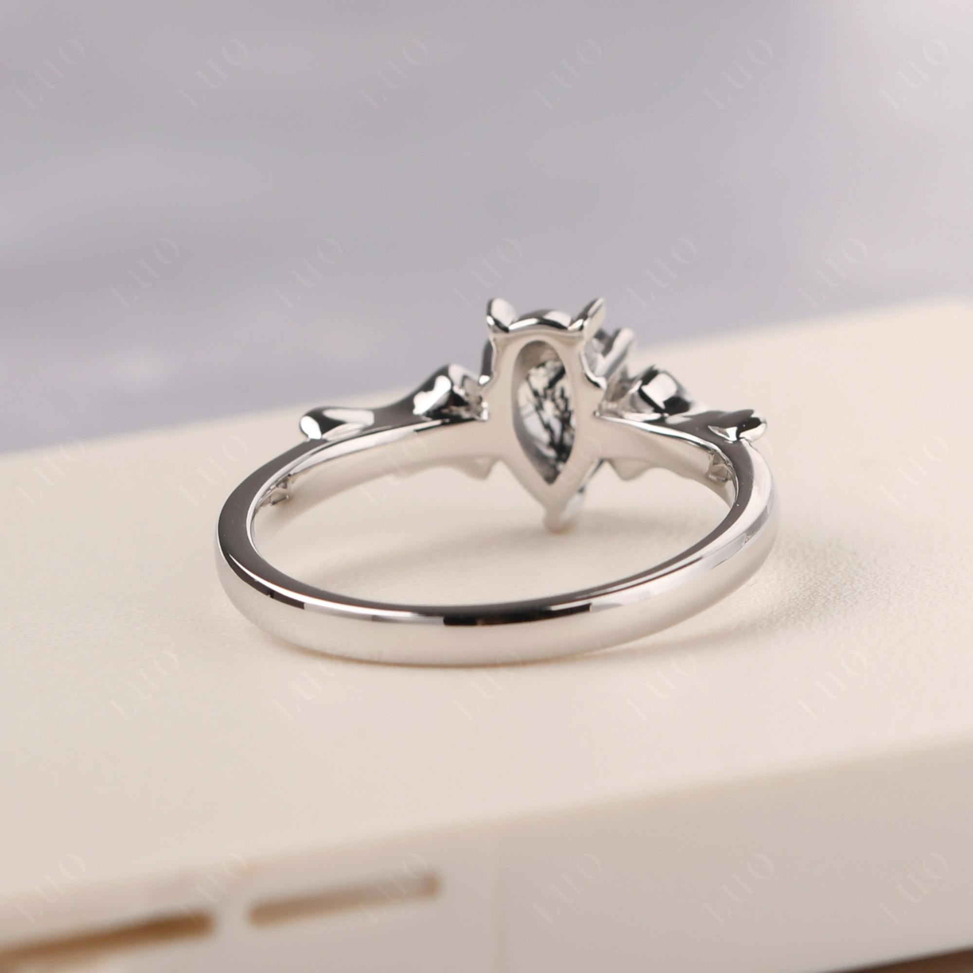 Black Rutilated Quartz Bat Engagement Ring - LUO Jewelry