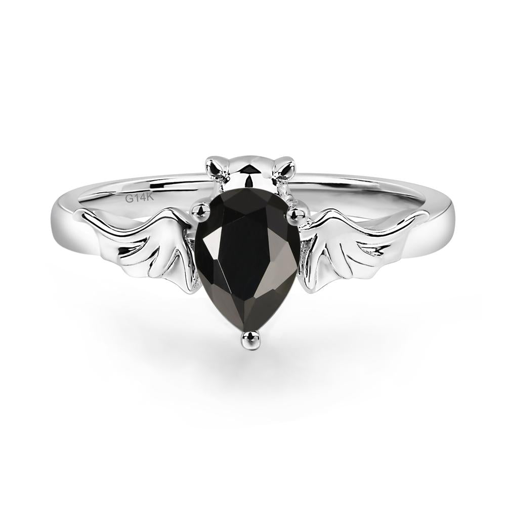Black Spinel Bat Ring - LUO Jewelry #metal_14k white gold