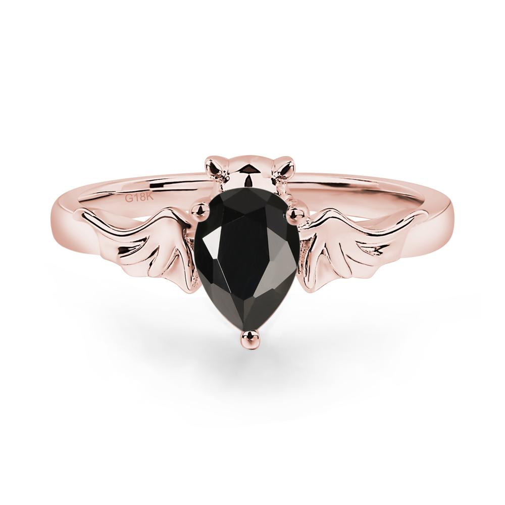 Black Spinel Bat Ring - LUO Jewelry #metal_18k rose gold