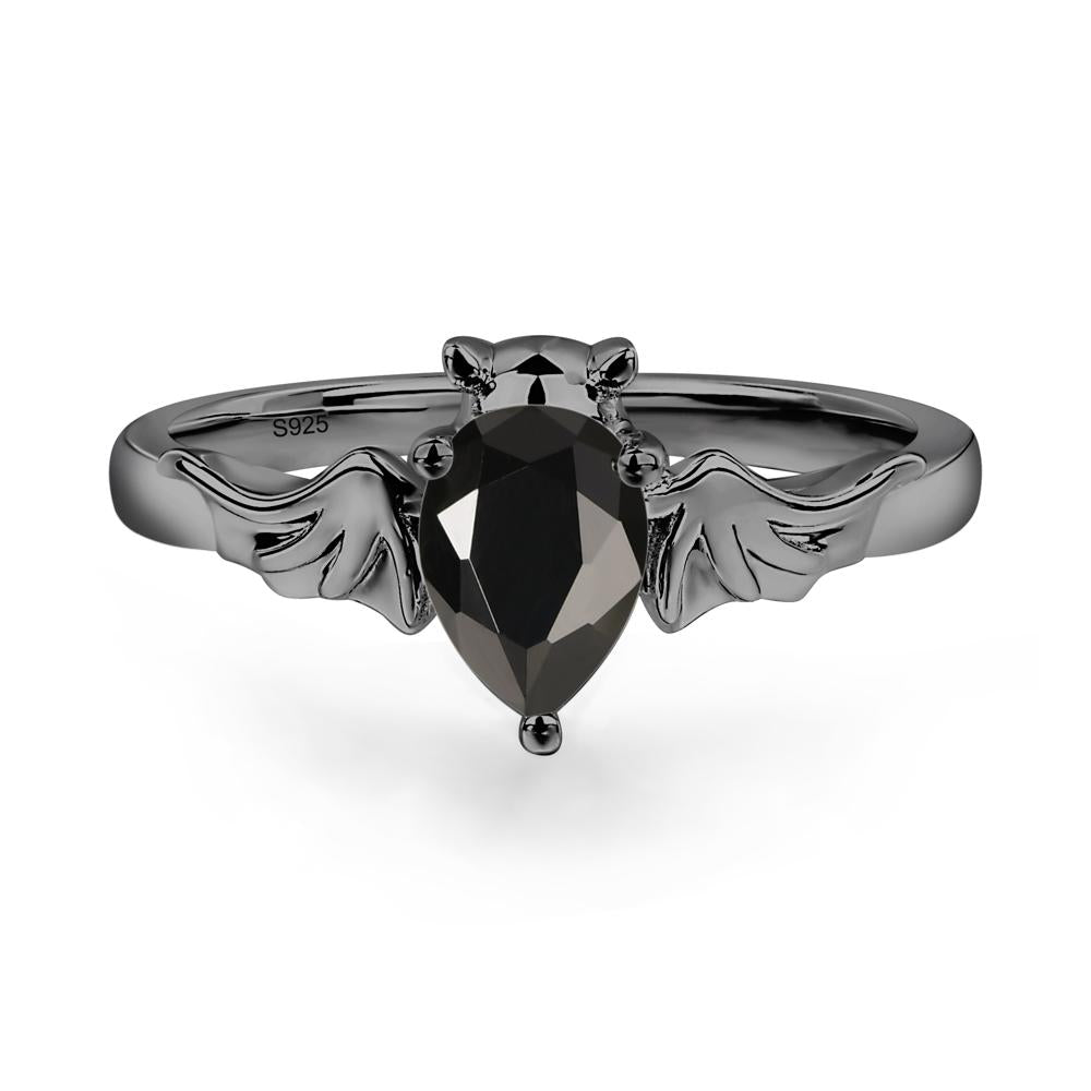 Black Spinel Bat Ring - LUO Jewelry #metal_black finish sterling silver