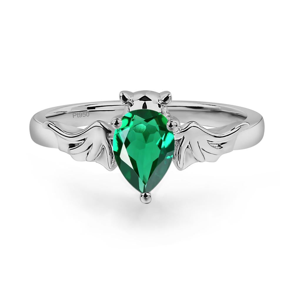 Emerald Bat Engagement Ring - LUO Jewelry #metal_platinum