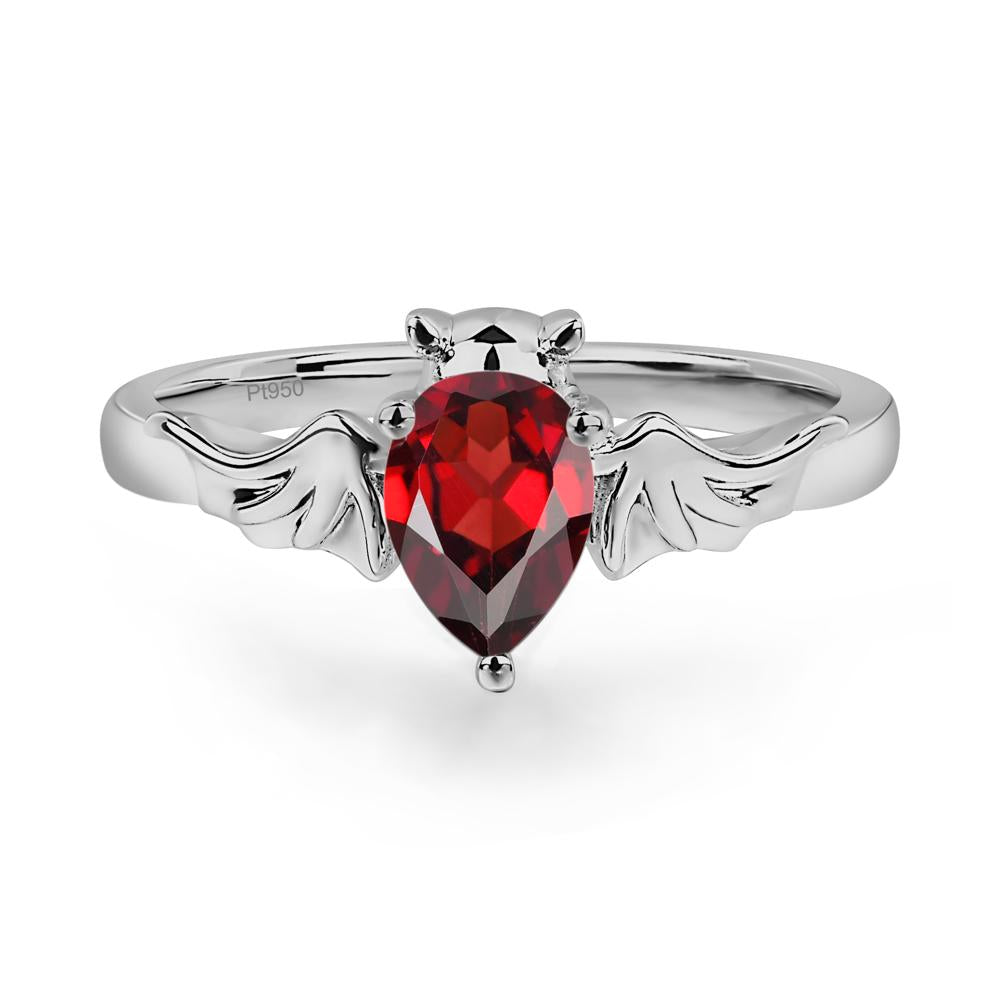 Garnet Bat Ring - LUO Jewelry #metal_platinum