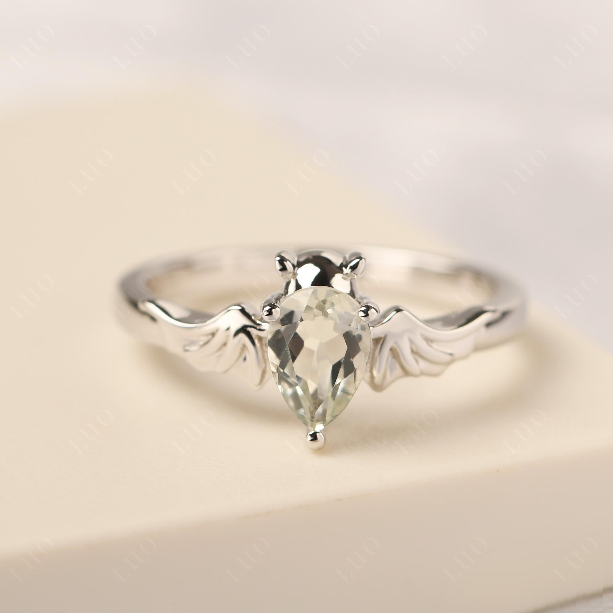 Green Amethyst Gothic Promise Ring - LUO Jewelry