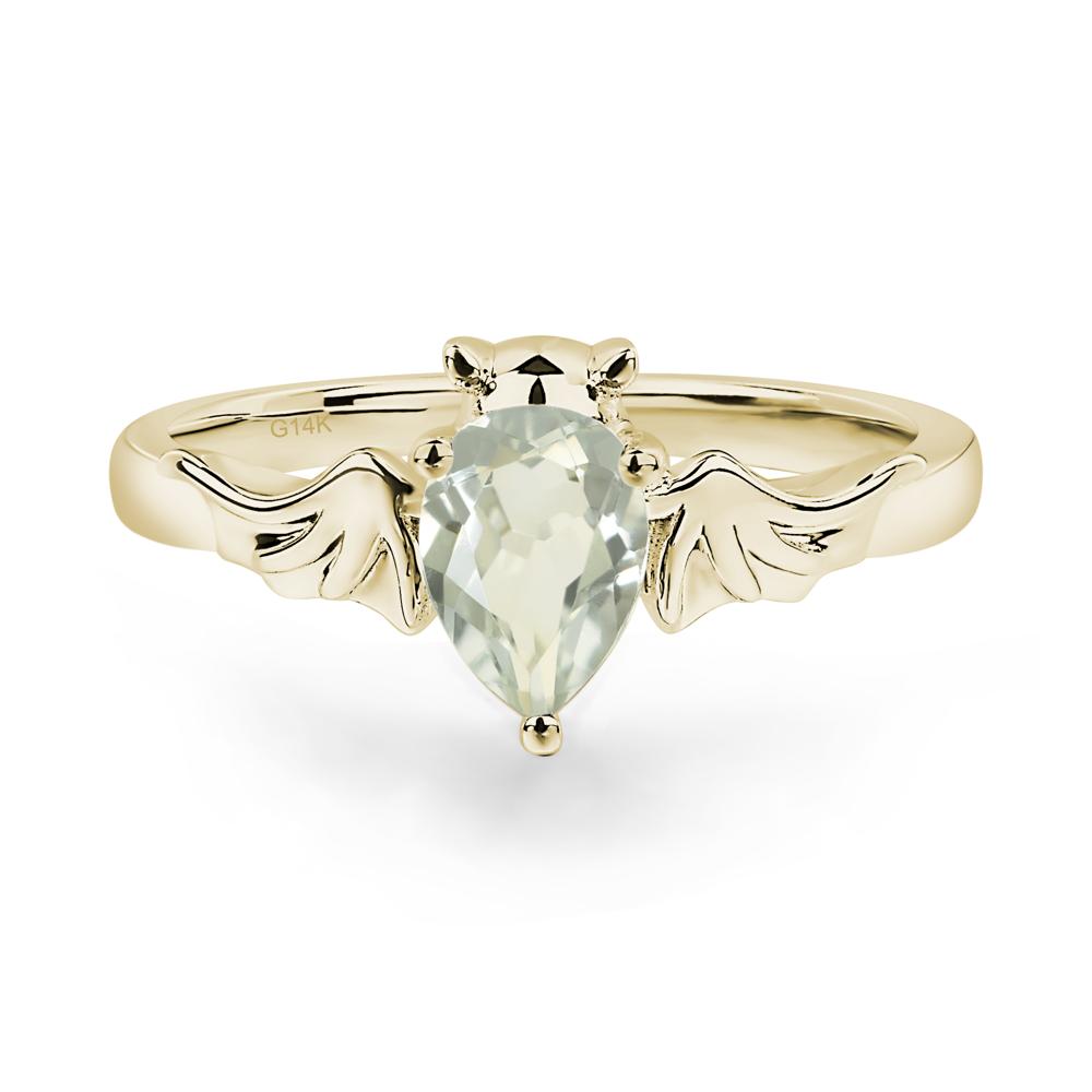 Green Amethyst Gothic Promise Ring - LUO Jewelry #metal_14k yellow gold
