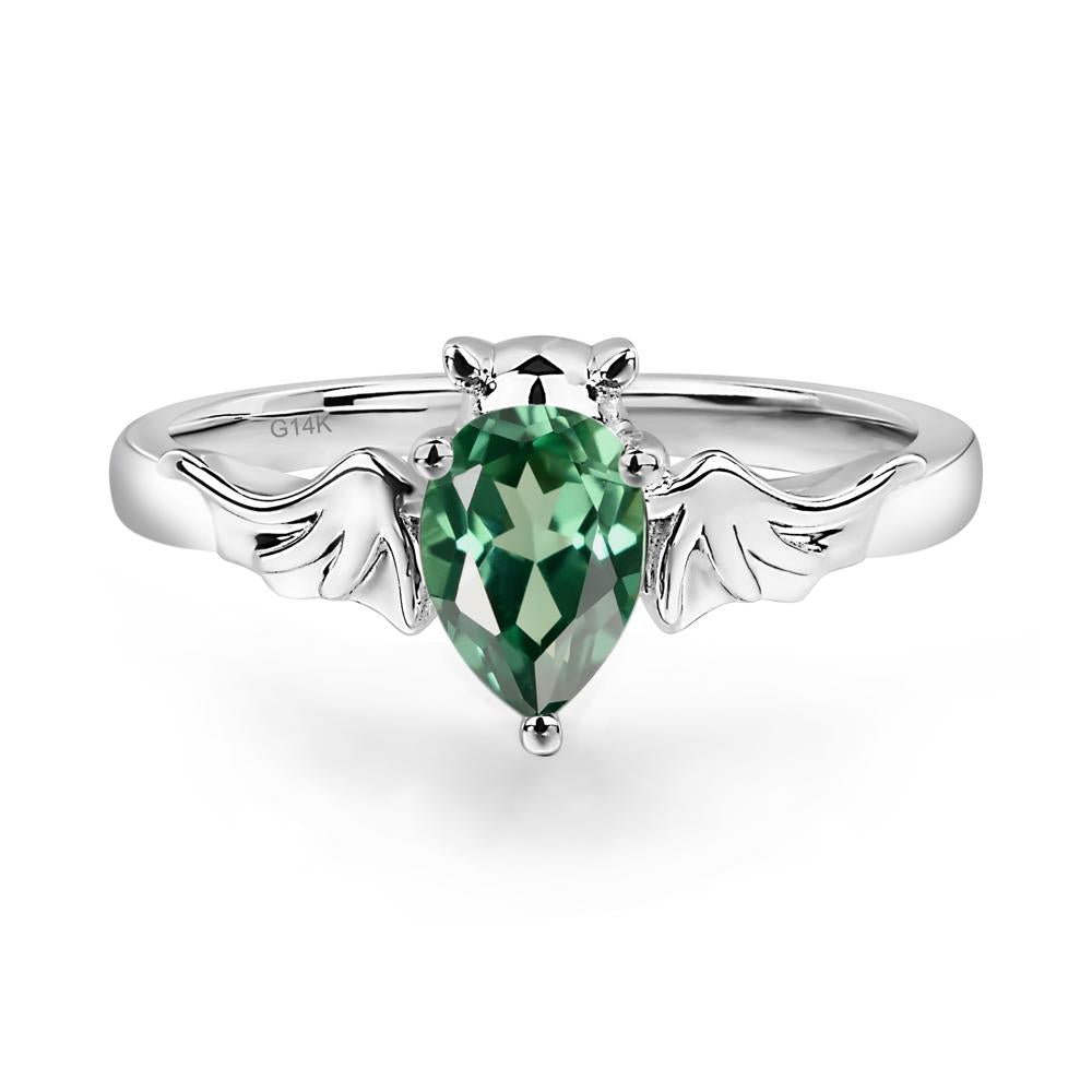 Green Sapphire Bat Engagement Ring - LUO Jewelry #metal_14k white gold