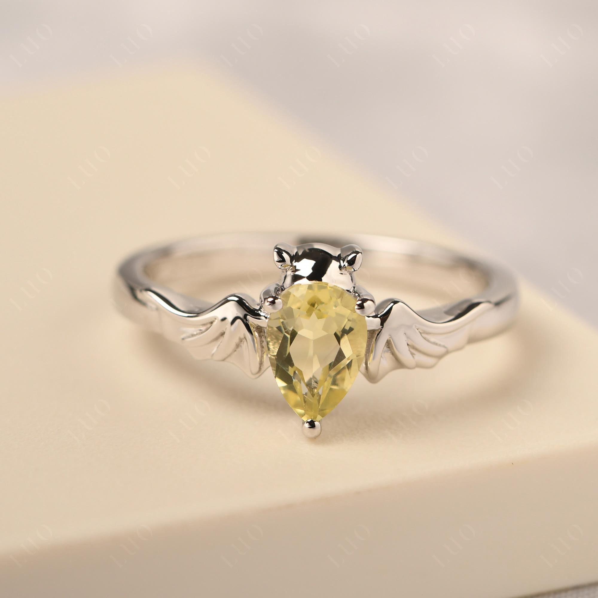 Lemon Quartz Bat Ring - LUO Jewelry