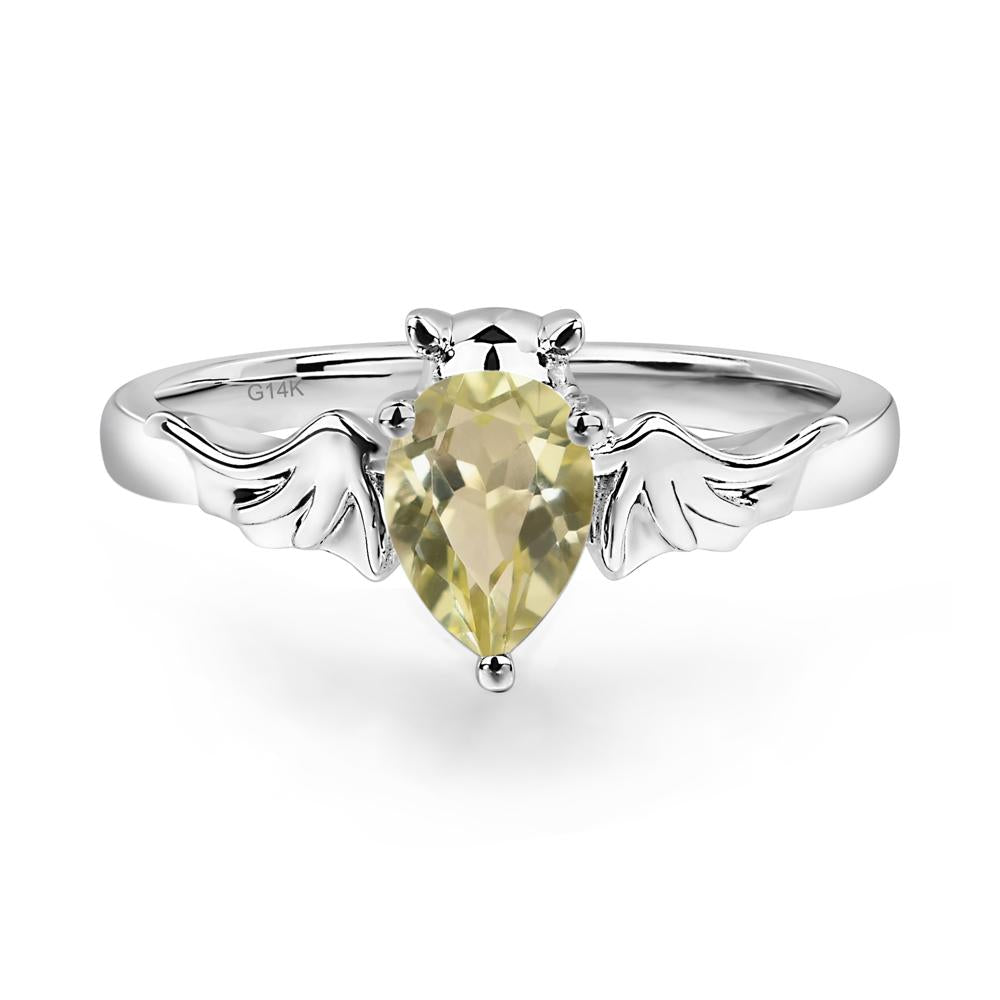 Lemon Quartz Bat Ring - LUO Jewelry #metal_14k white gold