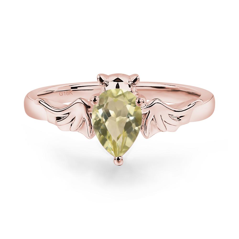 Lemon Quartz Bat Ring - LUO Jewelry #metal_18k rose gold