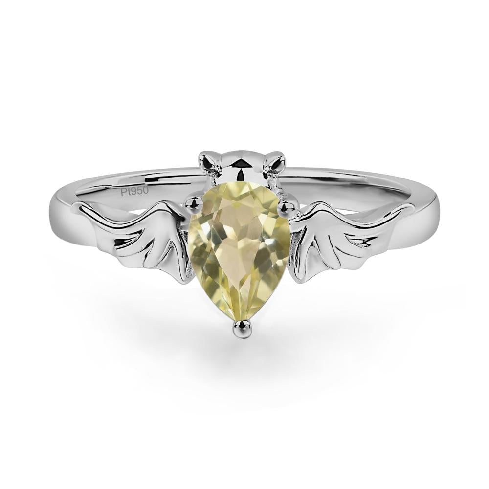 Lemon Quartz Bat Ring - LUO Jewelry #metal_platinum