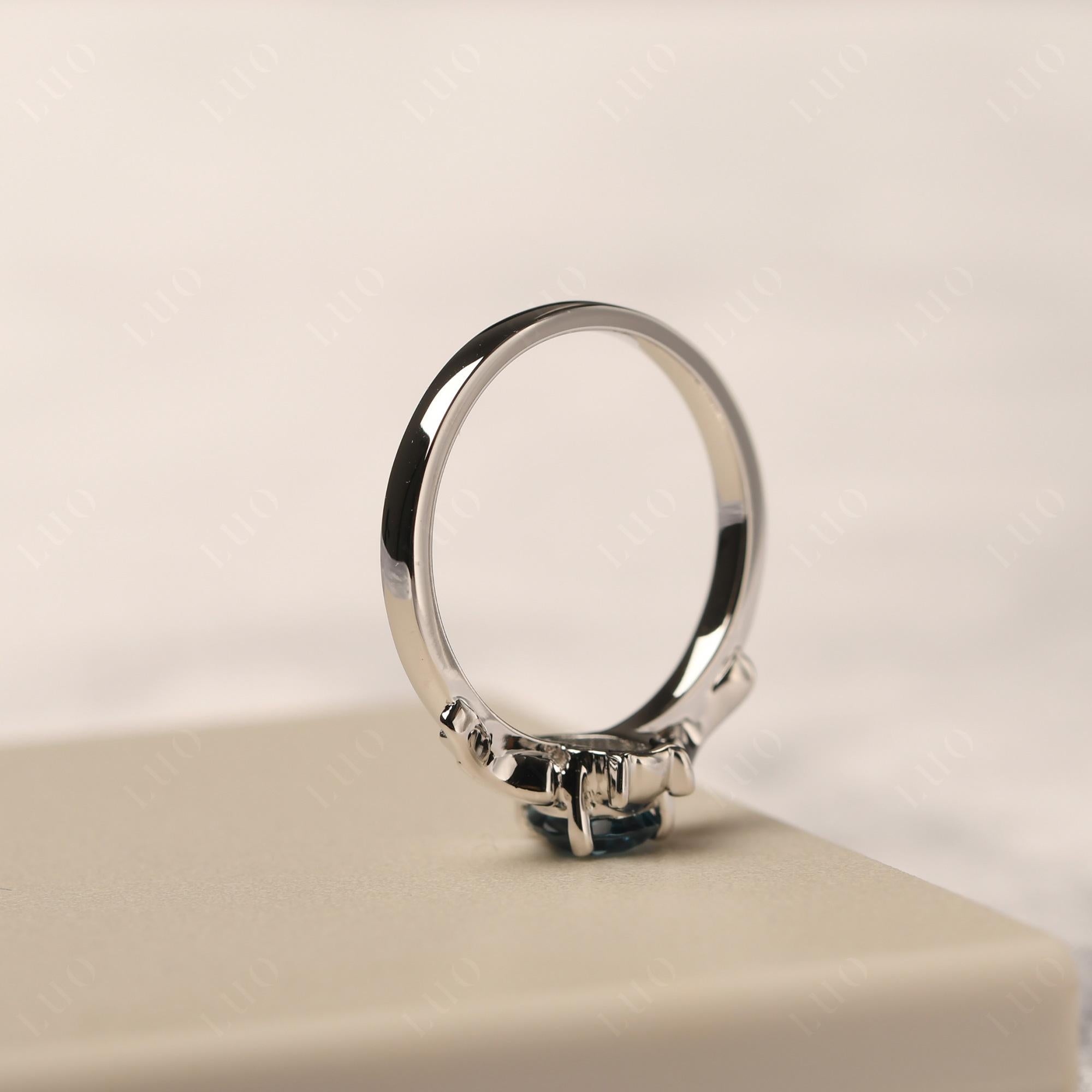 London Blue Topaz Gothic Promise Ring - LUO Jewelry