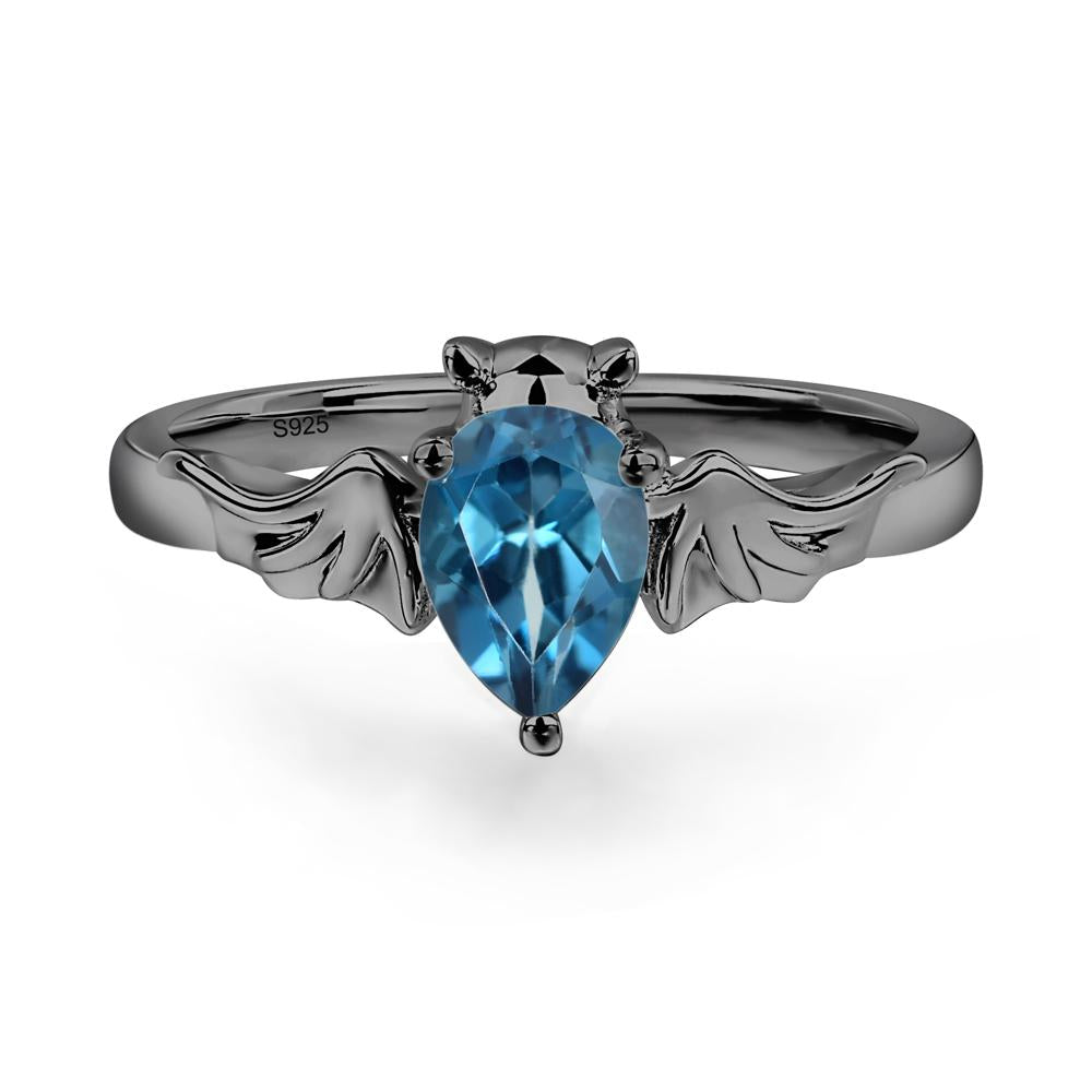 London Blue Topaz Gothic Promise Ring - LUO Jewelry #metal_black finish sterling silver