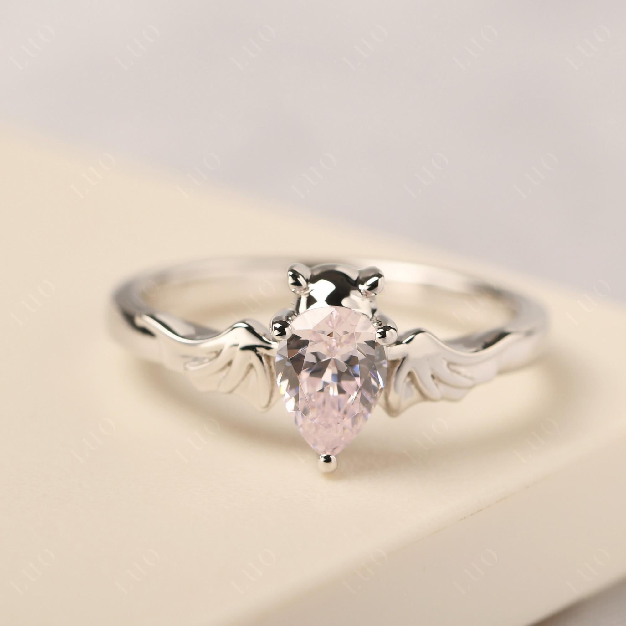 Pink Cubic Zirconia Bat Ring - LUO Jewelry