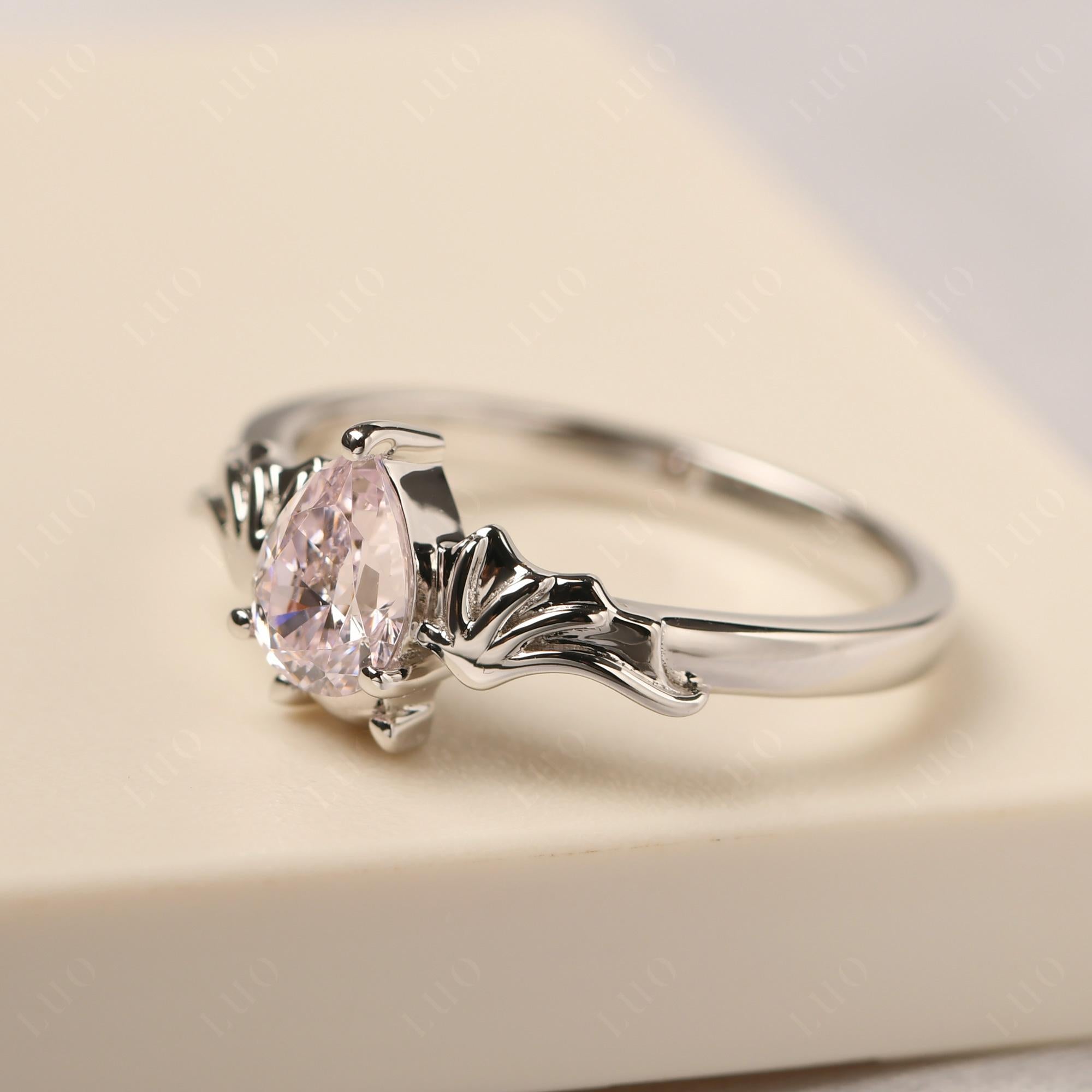 Pink Cubic Zirconia Bat Ring - LUO Jewelry